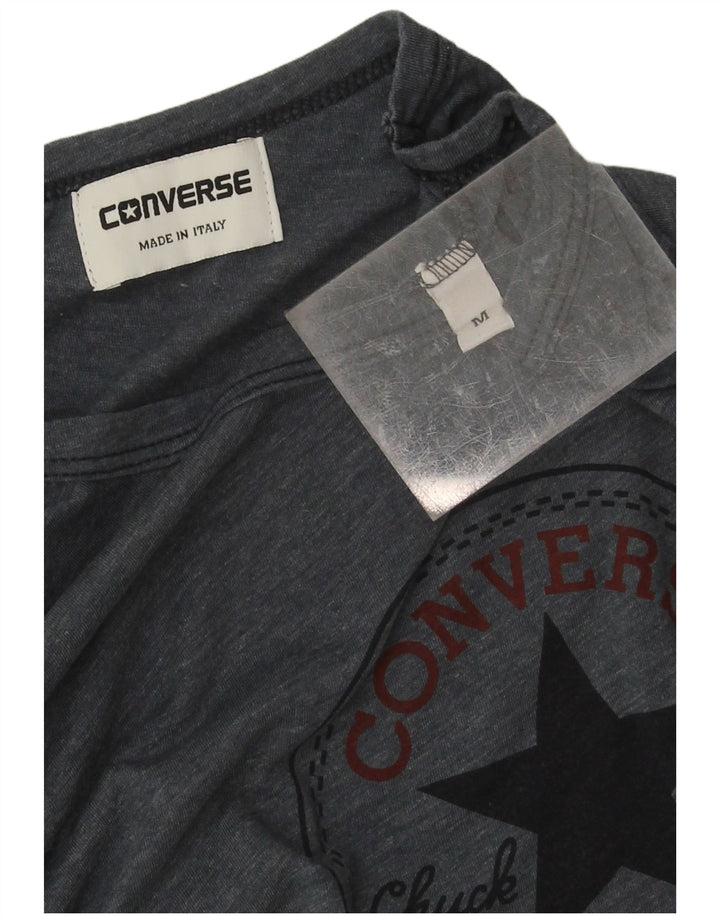 Converse Womens Graphic Top 3/4 Sleeve UK 14 Medium Grey Cotton