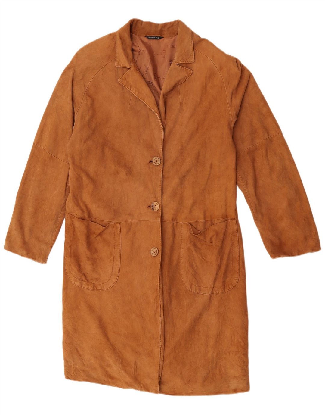 Vintage Womens Suede Overcoat IT 48 XL Brown