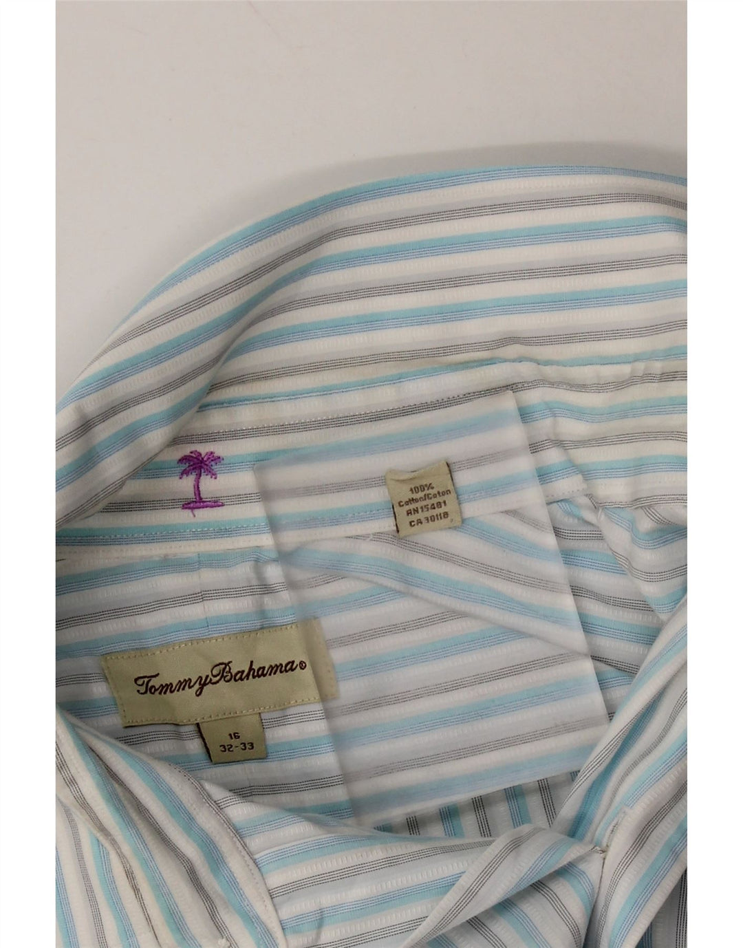 TOMMY BAHAMA Mens Shirt Size 16 Large Blue Pinstripe Cotton