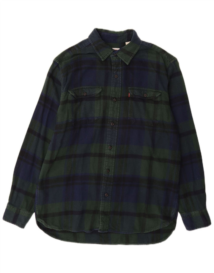 LEVI'S Mens Flannel Shirt Medium Green Check Cotton