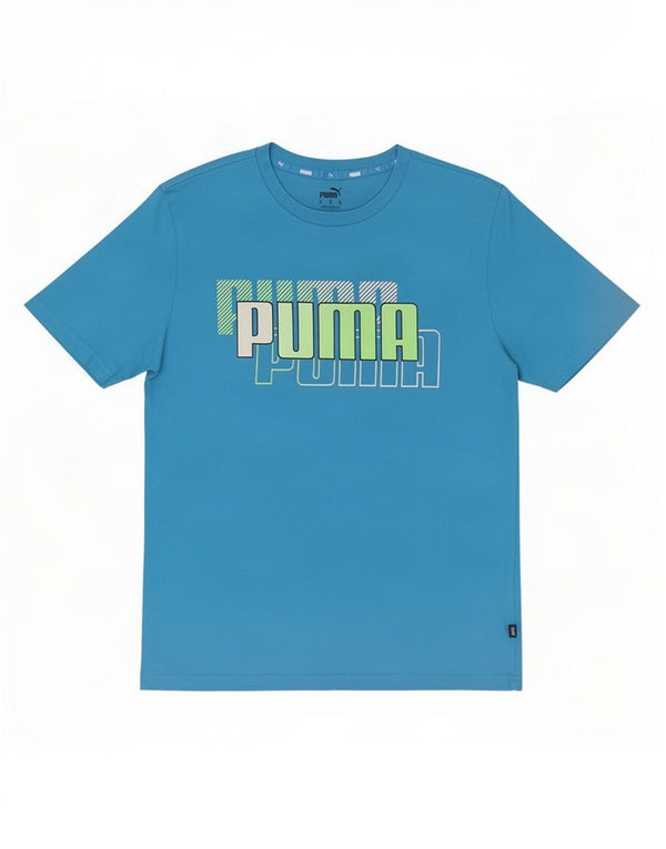 Puma Mens Graphic T-Shirt Top Medium Blue Cotton