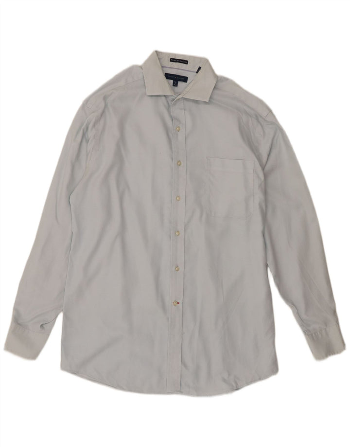 Tommy Hilfiger Mens Regular Fit Shirt Size 16 Large Blue Cotton