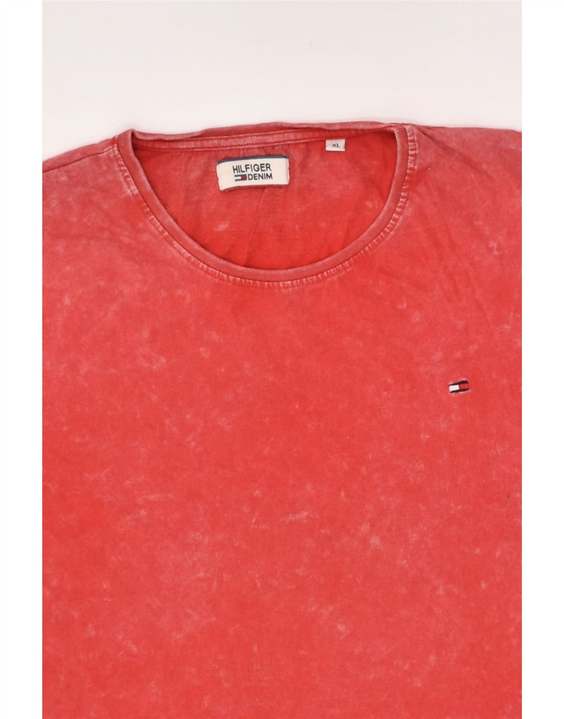 TOMMY HILFIGER Womens T-Shirt Top UK 18 XL Red Tie Dye Cotton | Vintage Tommy Hilfiger | Thrift | Second-Hand Tommy Hilfiger | Used Clothing | Messina Hembry 