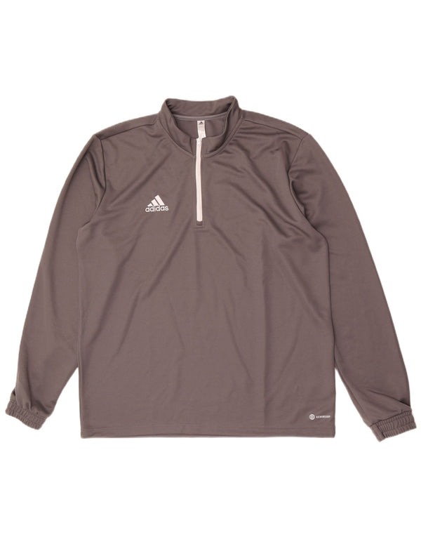 Adidas Mens Aeroready Zip Neck Pullover Tracksuit Top XL Grey Polyester