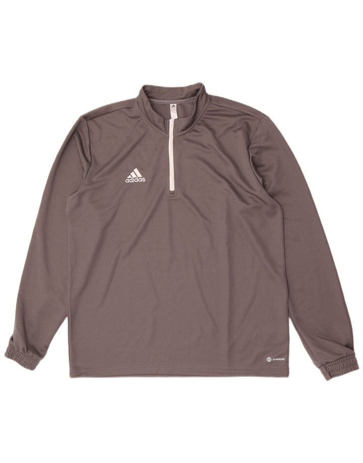 Adidas Mens Aeroready Zip Neck Pullover Tracksuit Top XL Grey Polyester