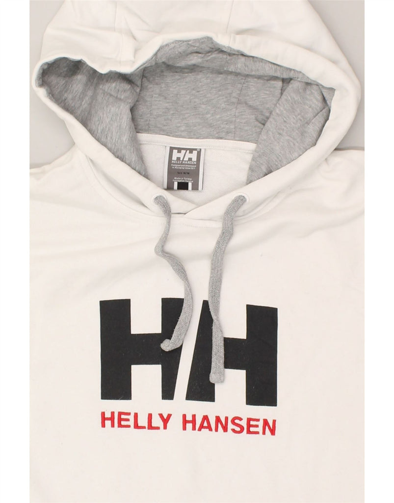 HELLY HANSEN Mens Graphic Hoodie Jumper Medium White Cotton | Vintage Helly Hansen | Thrift | Second-Hand Helly Hansen | Used Clothing | Messina Hembry 