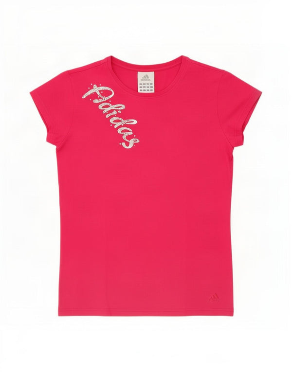Adidas Womens Graphic T-Shirt Top UK 14 Medium Pink Cotton