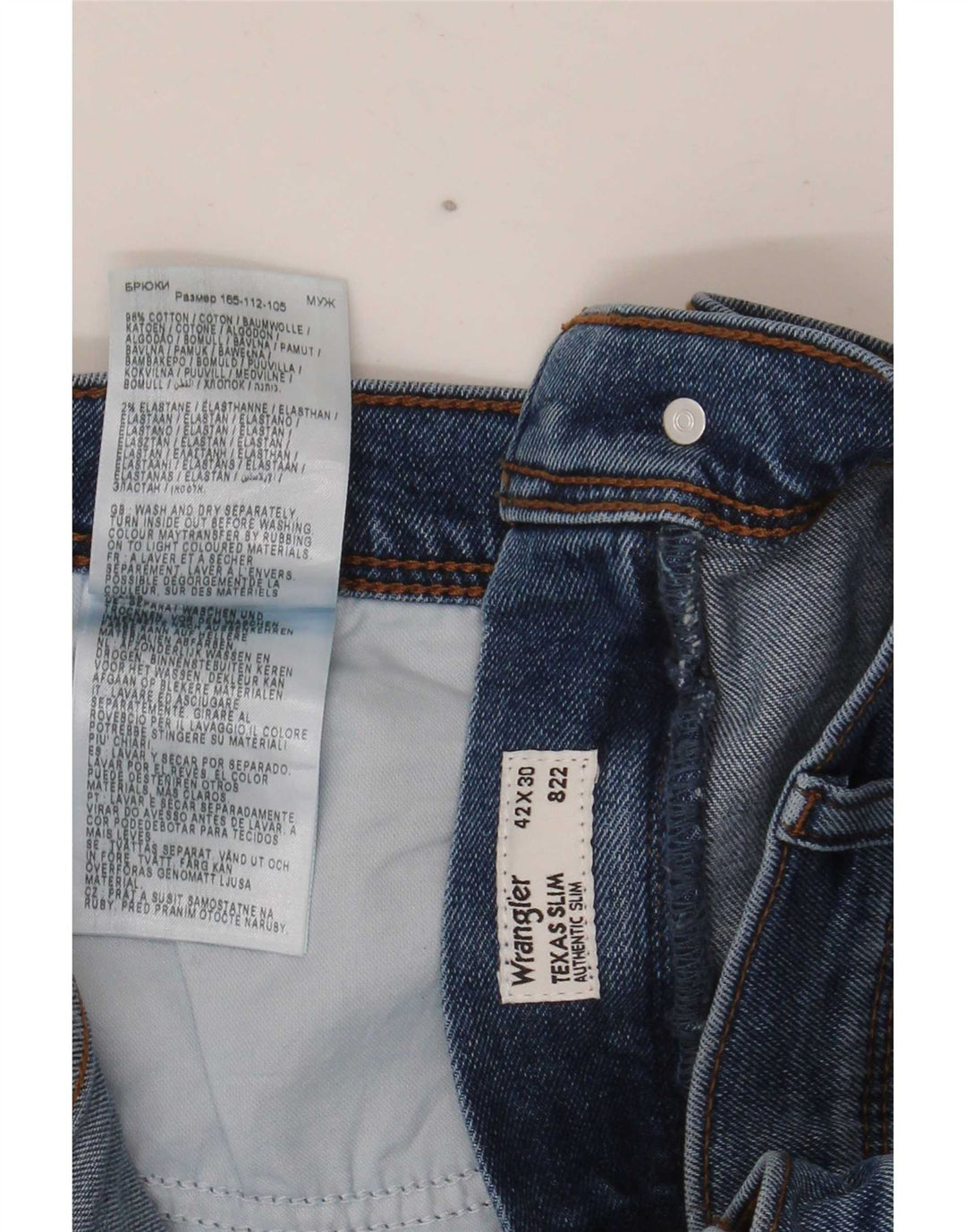 Wrangler Mens Texas Slim Jeans W42 L30 Blue Cotton