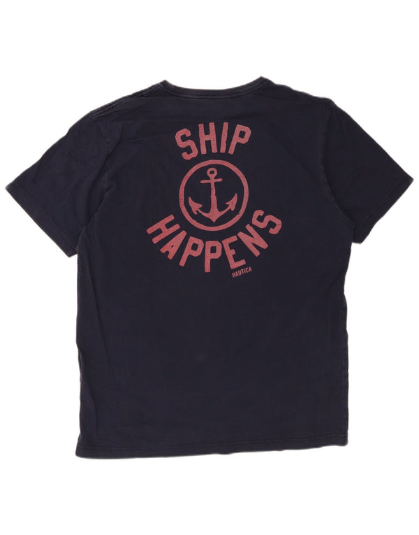 Nautica Mens Graphic T-Shirt Top Large Navy Blue Cotton