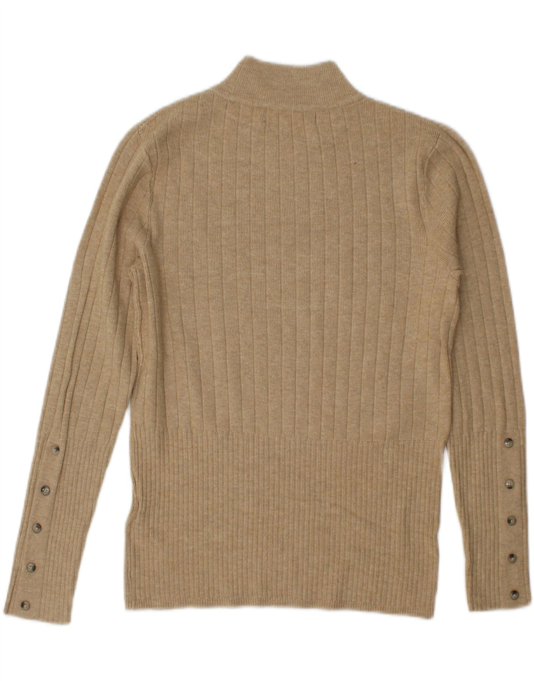 Marks & Spencer Womens Turtle Neck Jumper Sweater UK 10 Small Beige Viscose