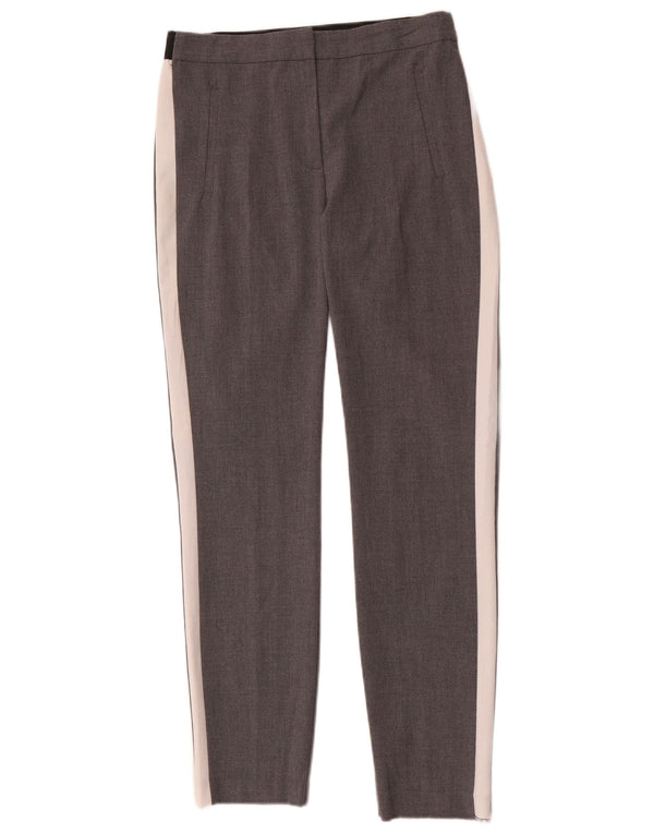 Zara Womens Slim Chino Trousers Small W26 L28 Grey Colourblock Polyester