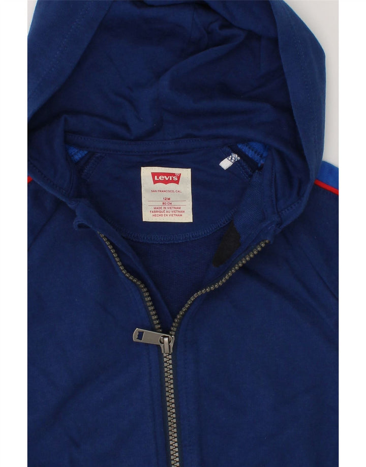 LEVI'S Baby Boys Zip Hoodie Sweater 9-12 Months Blue Colourblock Cotton Vintage Levi's and Second-Hand Levi's from Messina Hembry 