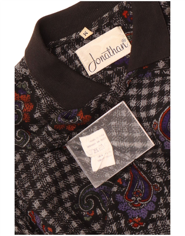 Vintage Mens Flannel Shirt Medium Black Paisley Viscose