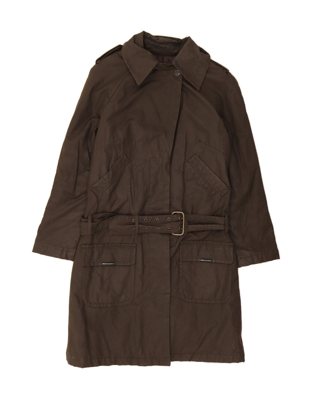 DOLCE & GABBANA Womens Overcoat UK 14 Medium Brown Cotton Vintage Dolce & Gabbana and Second-Hand Dolce & Gabbana from Messina Hembry 