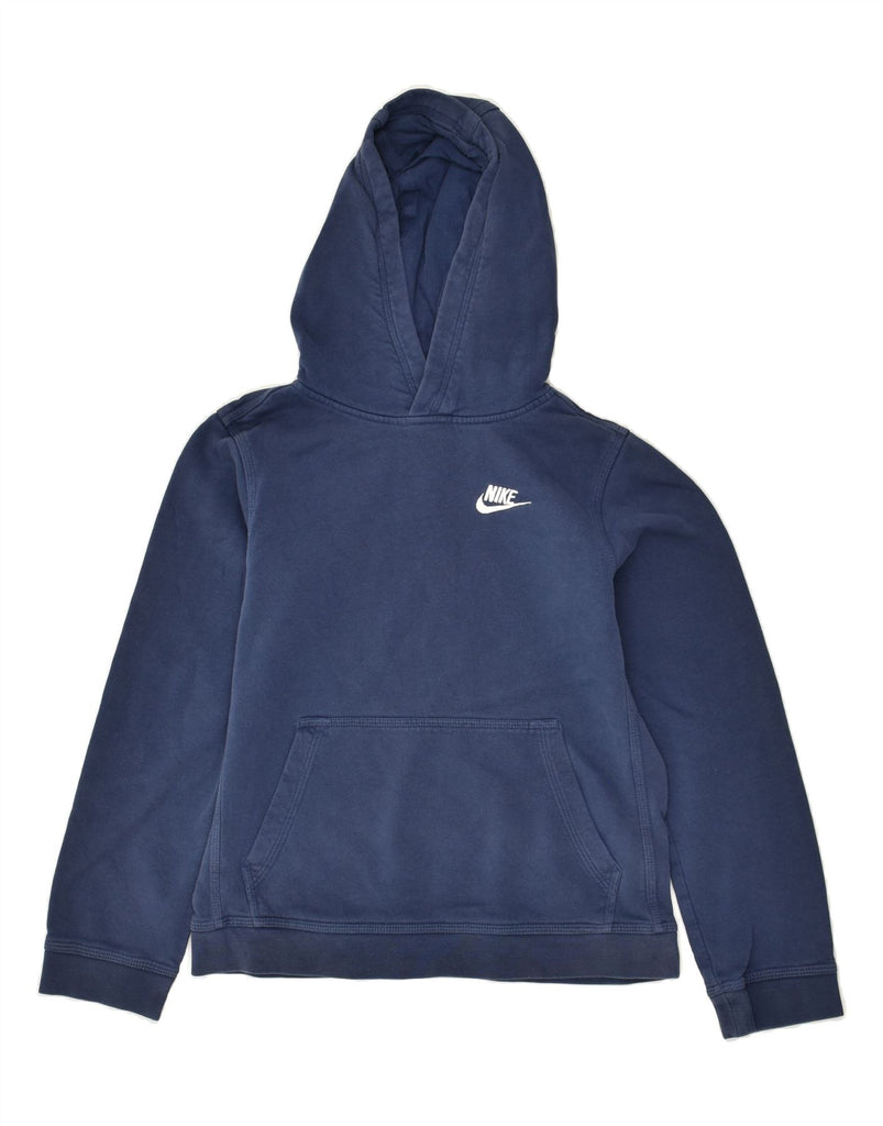 NIKE Boys Standard Fit Hoodie Jumper 12-13 Years Large Navy Blue Cotton | Vintage Nike | Thrift | Second-Hand Nike | Used Clothing | Messina Hembry 