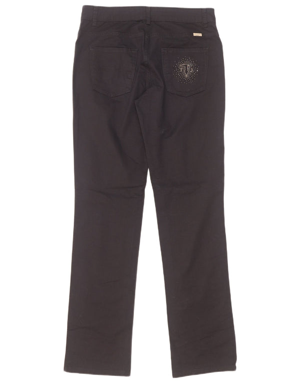 Trussardi Womens Straight Casual Trousers W28 L33 Navy Blue Cotton