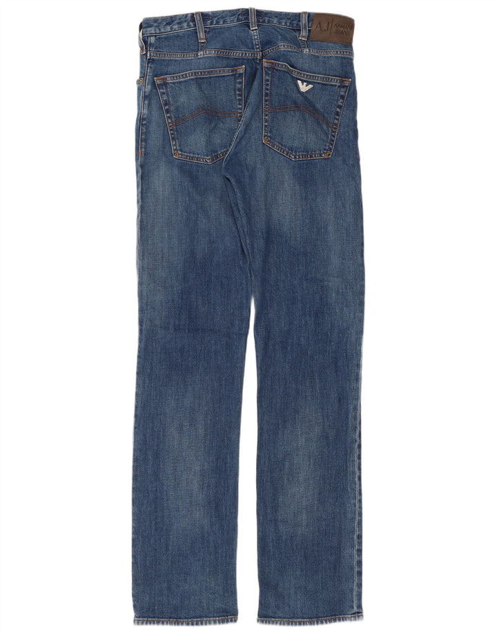 Armani Mens Straight Jeans W30 L32 Blue Cotton