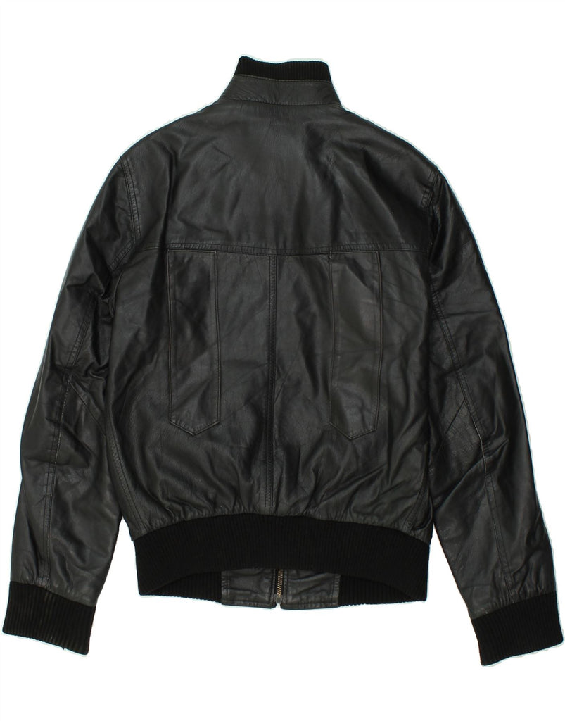 VINTAGE Mens Bomber Leather Jacket IT 48 Medium Black Leather | Vintage Vintage | Thrift | Second-Hand Vintage | Used Clothing | Messina Hembry 