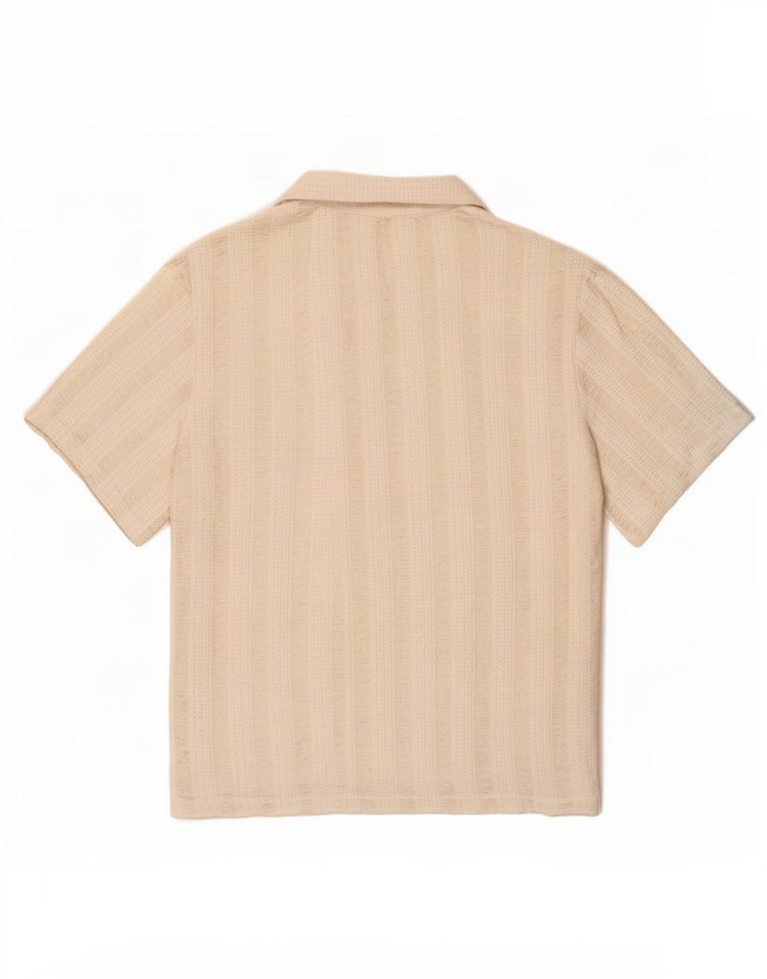Zara Mens Short Sleeve Knit Shirt Large White Striped Polyester