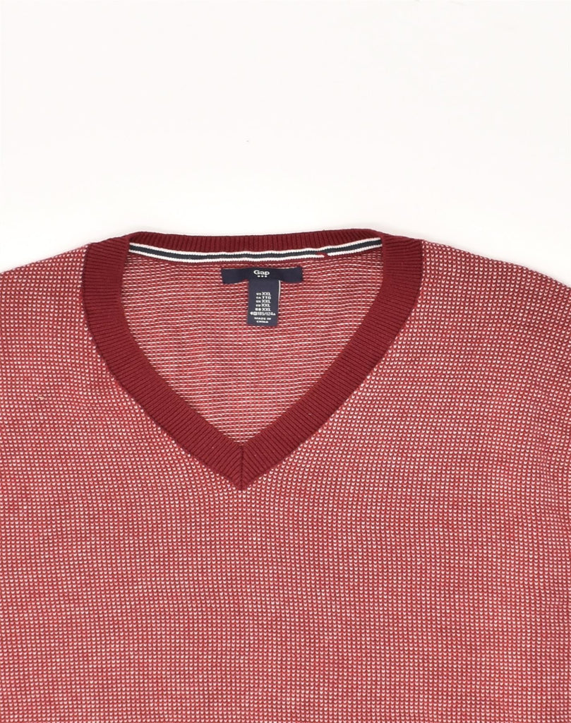 GAP Mens V-Neck Jumper Sweater 2XL Red Cotton | Vintage Gap | Thrift | Second-Hand Gap | Used Clothing | Messina Hembry 