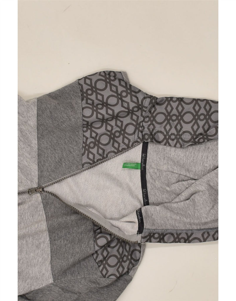 BENETTON Boys Zip Hoodie Sweater 11-12 Years 2XL Grey Colourblock | Vintage Benetton | Thrift | Second-Hand Benetton | Used Clothing | Messina Hembry 