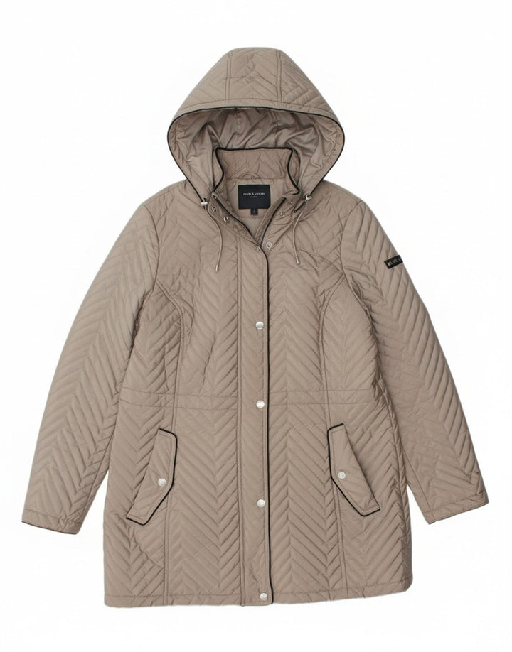 Dkny Womens Quilted Overcoat UK 16 Large Grey