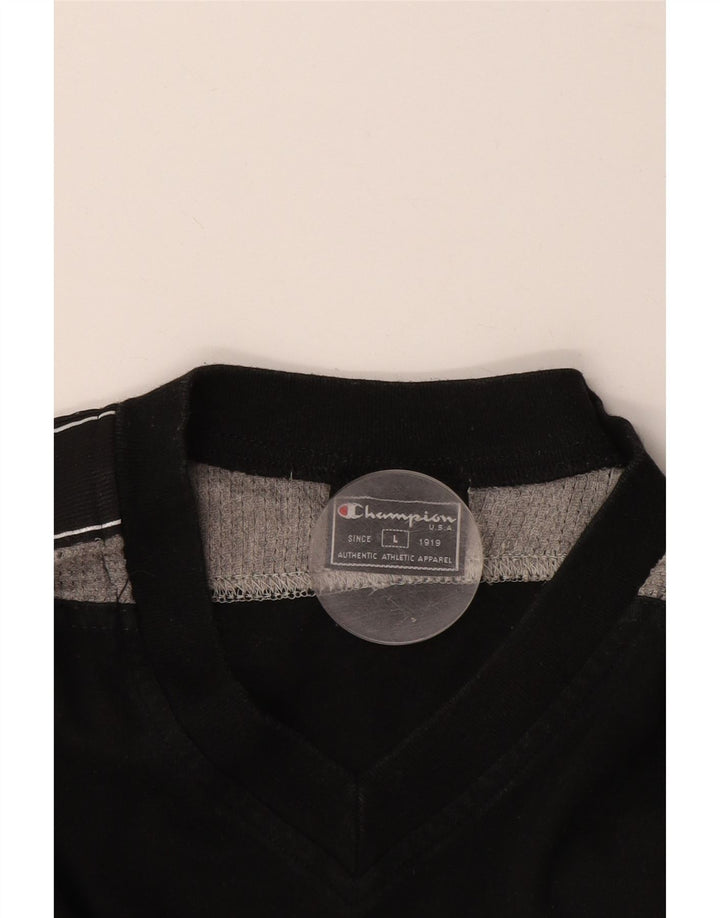 Champion Mens Graphic T-Shirt Top Large Black Colourblock