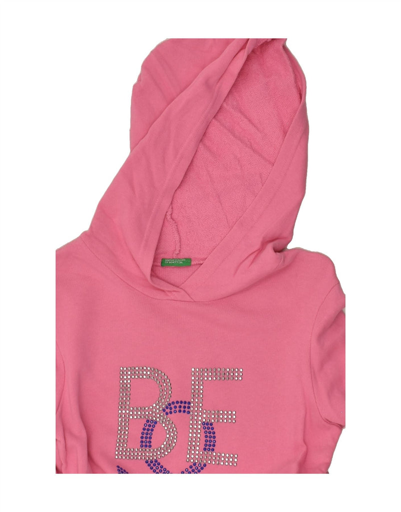 BENETTON Girls Graphic Hoodie Jumper 13-14 Years 3xl Pink Cotton | Vintage Benetton | Thrift | Second-Hand Benetton | Used Clothing | Messina Hembry 