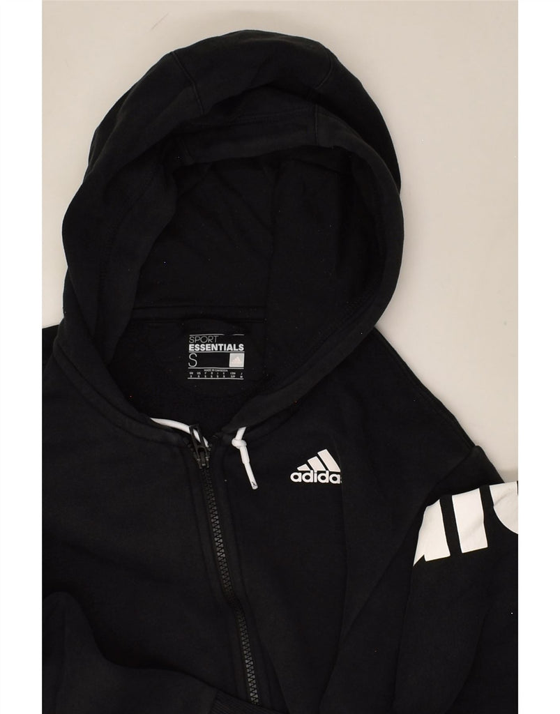ADIDAS Mens Graphic Zip Hoodie Sweater Small Black Cotton | Vintage Adidas | Thrift | Second-Hand Adidas | Used Clothing | Messina Hembry 