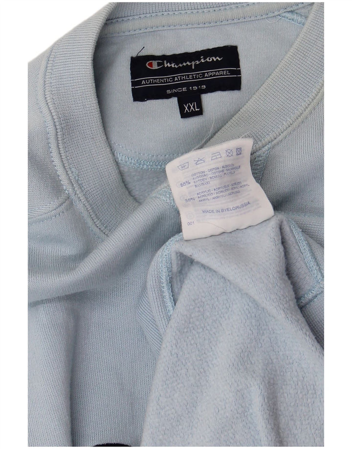 Champion Mens Graphic Sweatshirt Jumper 2XL Blue Cotton
