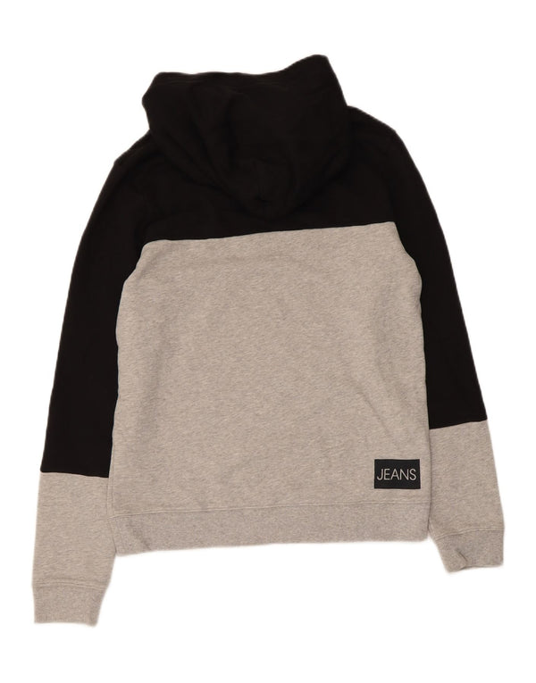 Calvin Klein Jeans Womens Hoodie Jumper UK 12 Medium Black Colourblock