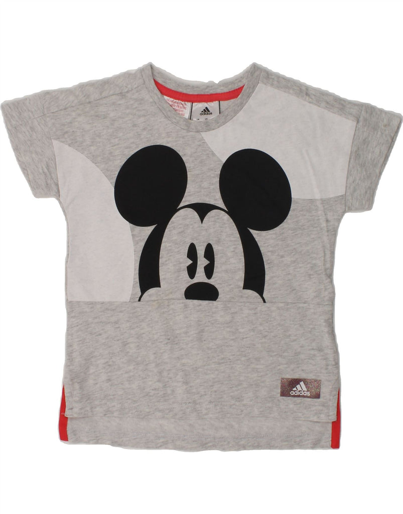 ADIDAS Girls Mickey Mouse Graphic T-Shirt Top 5-6 Years Grey Cotton | Vintage Adidas | Thrift | Second-Hand Adidas | Used Clothing | Messina Hembry 