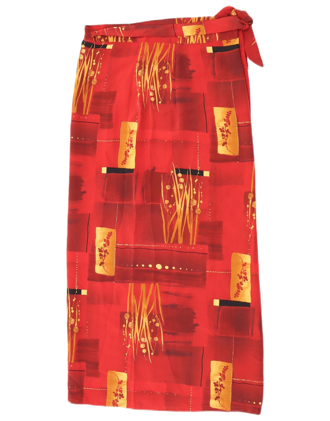 Vintage Womens Abstract Pattern Wrap Skirt W30 Small Maroon