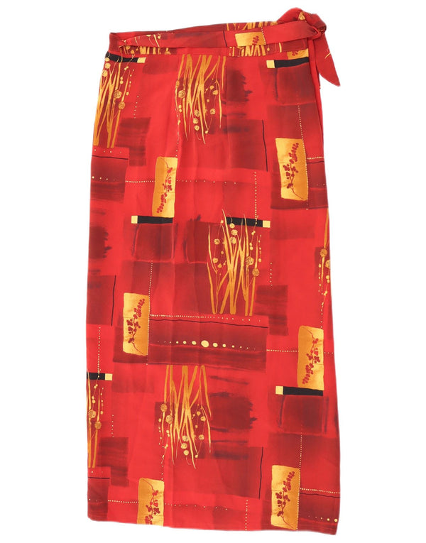Vintage Womens Abstract Pattern Wrap Skirt W30 Small Maroon