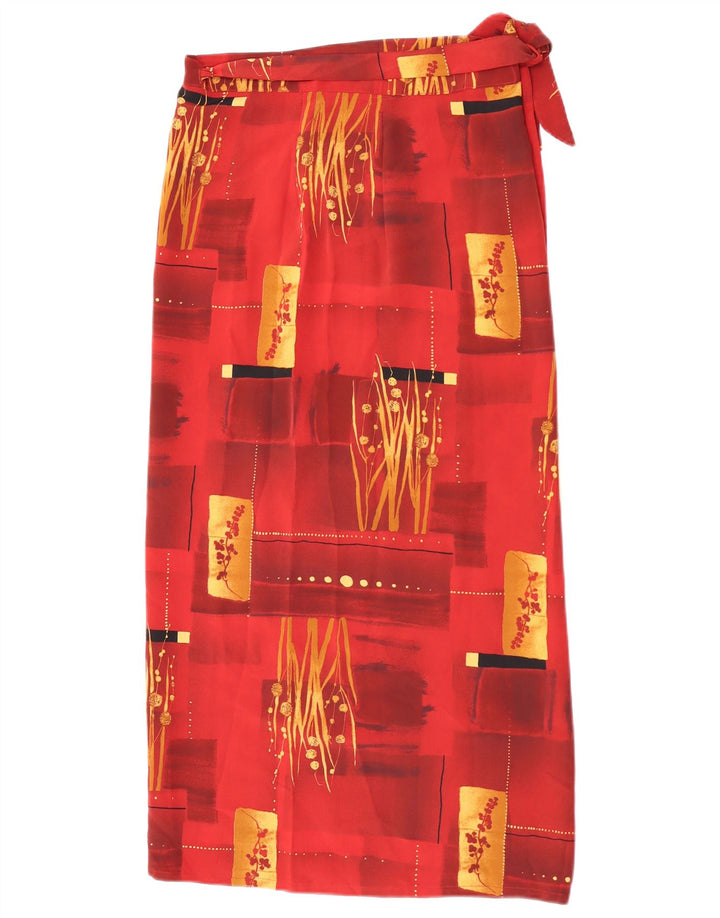 Vintage Womens Abstract Pattern Wrap Skirt W30 Small Maroon