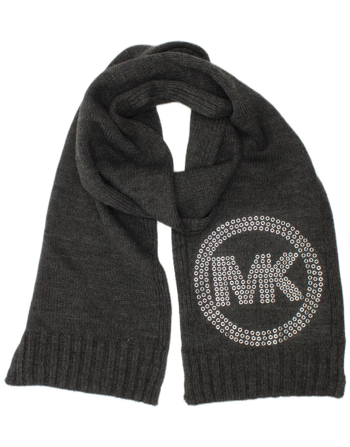 MICHAEL KORS Womens Graphic Rectangle Scarf One Size Grey Acrylic