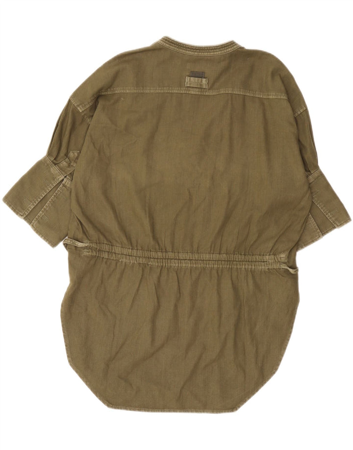 G-Star Womens Oversized Tunic Dress UK 10 Small Khaki Cotton