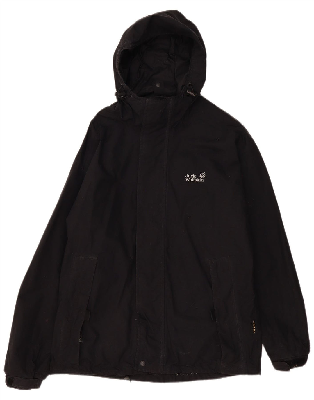 Jack Wolfskin Mens Hooded Rain Jacket UK 36/38 Medium Black Polyamide
