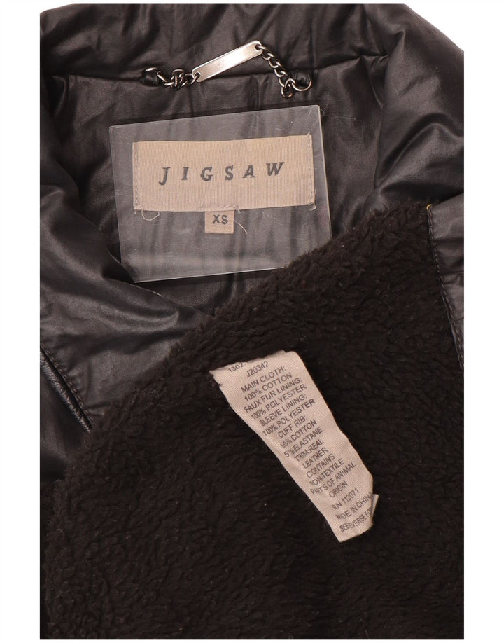 JIGSAW Womens Military Loose Fit Waxed Cotton Jacket UK 6 XS Black Cotton