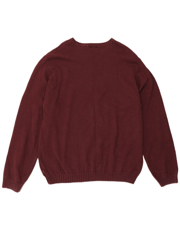 IZOD Mens Crew Neck Jumper Sweater 2XL Burgundy Cotton