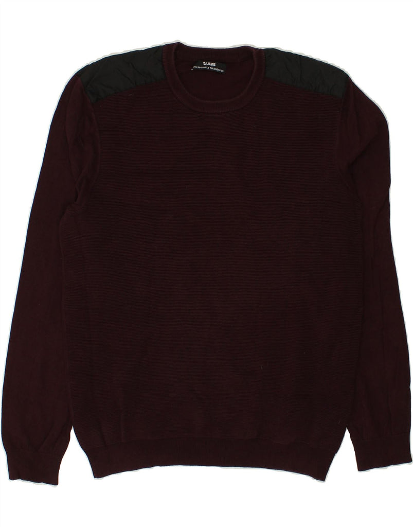 JULES Mens Crew Neck Jumper Sweater Small Maroon Cotton | Vintage Jules | Thrift | Second-Hand Jules | Used Clothing | Messina Hembry 