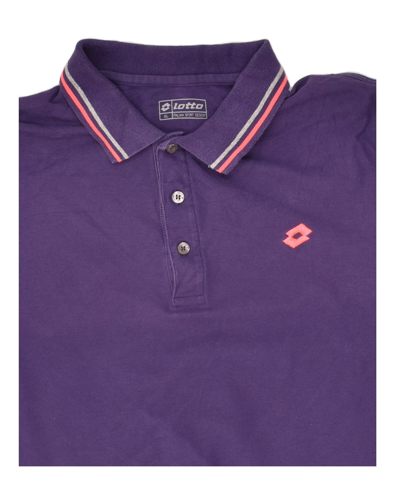 LOTTO Mens Long Sleeve Polo Shirt XL Purple Cotton | Vintage Lotto | Thrift | Second-Hand Lotto | Used Clothing | Messina Hembry 