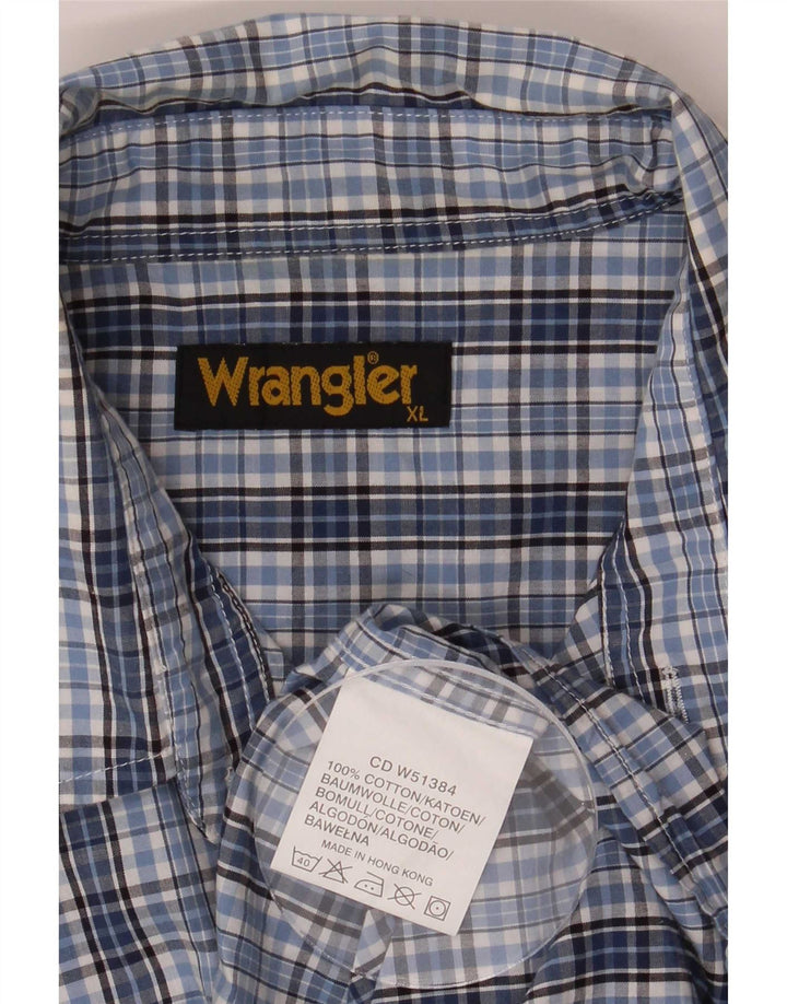 Wrangler Mens Shirt XL Blue Check Cotton