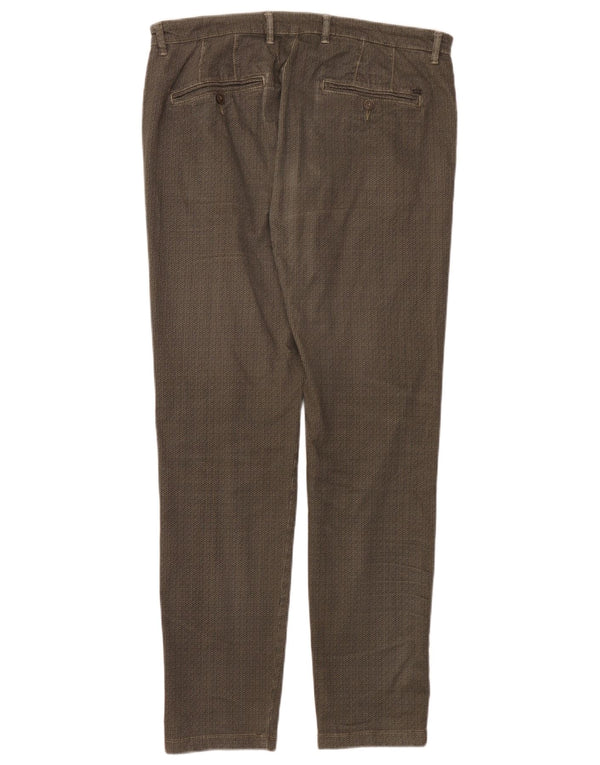 Liu Jo Mens Slim Chino Trousers IT 52 XL W36 L32 Brown Geometric Cotton