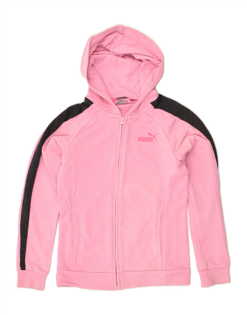 PUMA Girls Graphic Zip Hoodie Sweater 11-12 Years Pink Cotton | Vintage Puma | Thrift | Second-Hand Puma | Used Clothing | Messina Hembry 