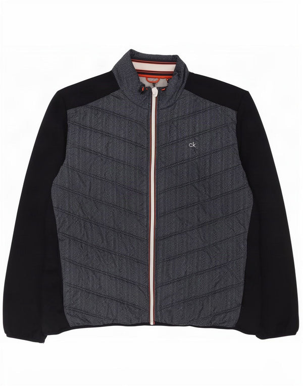 Calvin Klein Mens Golf Tracksuit Top Jacket 2XL Navy Blue Herringbone