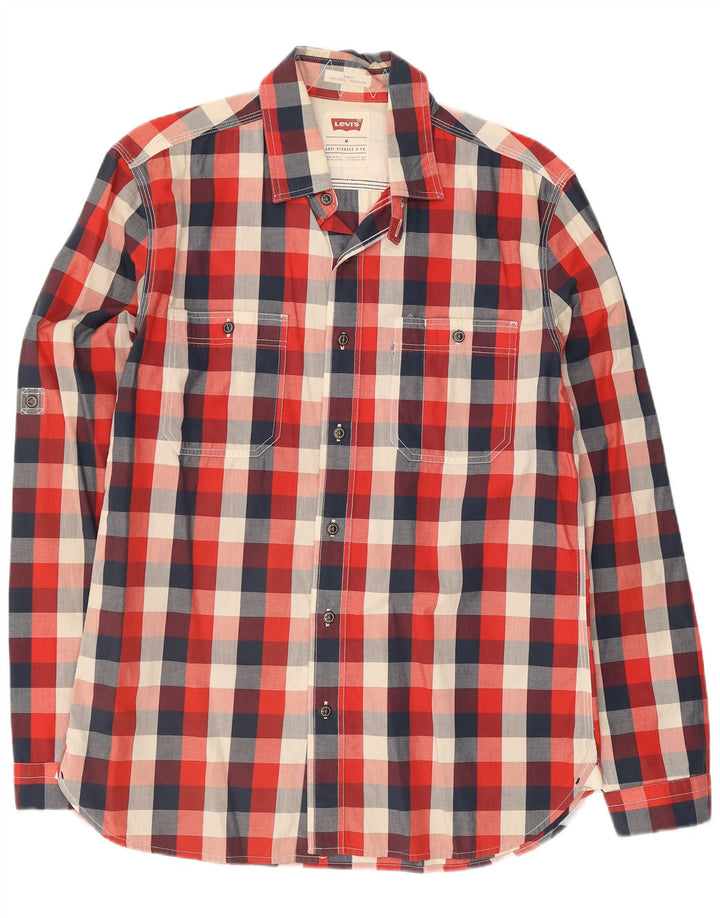 Levi's Mens Slim Fit Shirt Medium Red Gingham Cotton