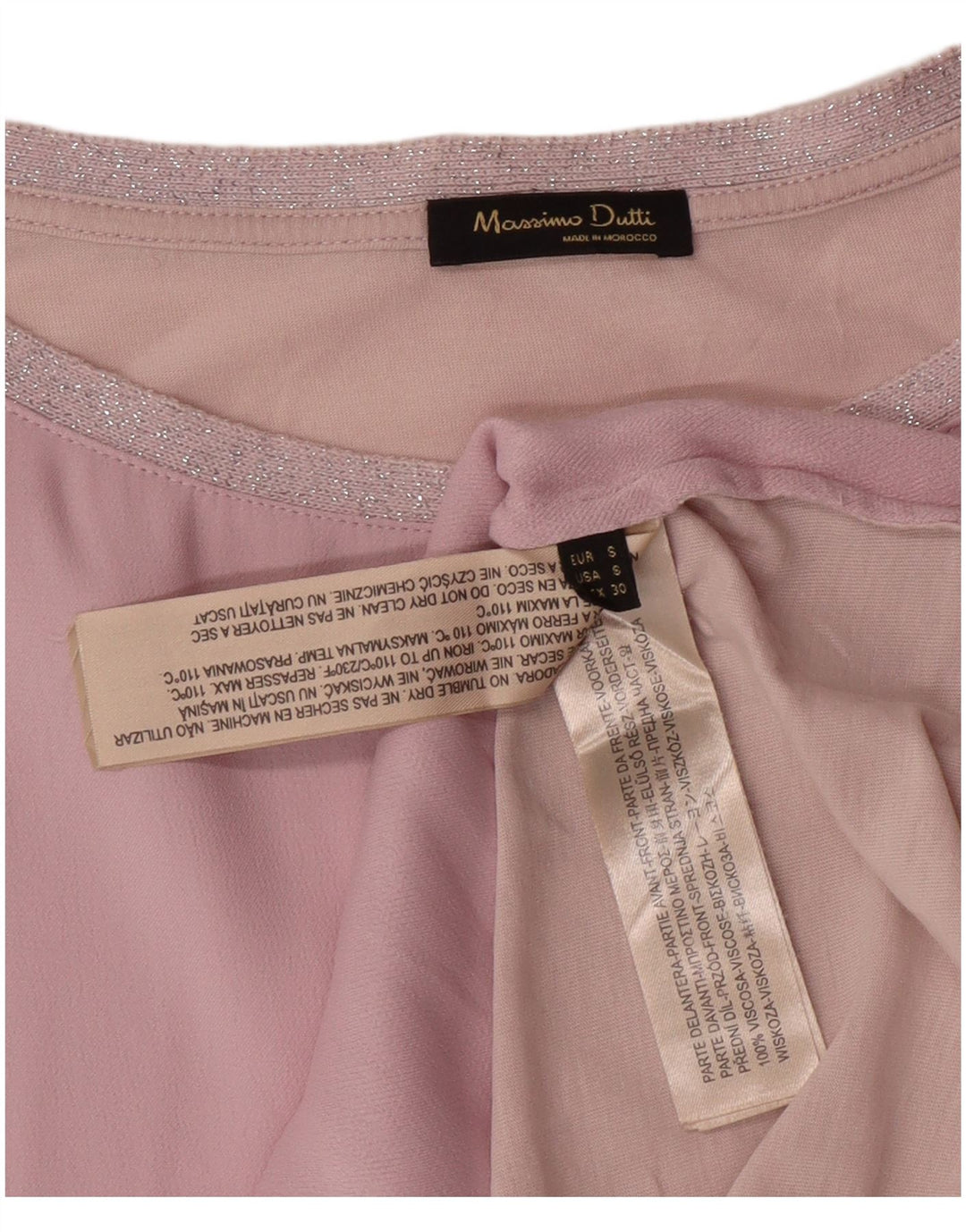 MASSIMO DUTTI Womens Oversized Blouse Top UK 10 Small Pink Colourblock