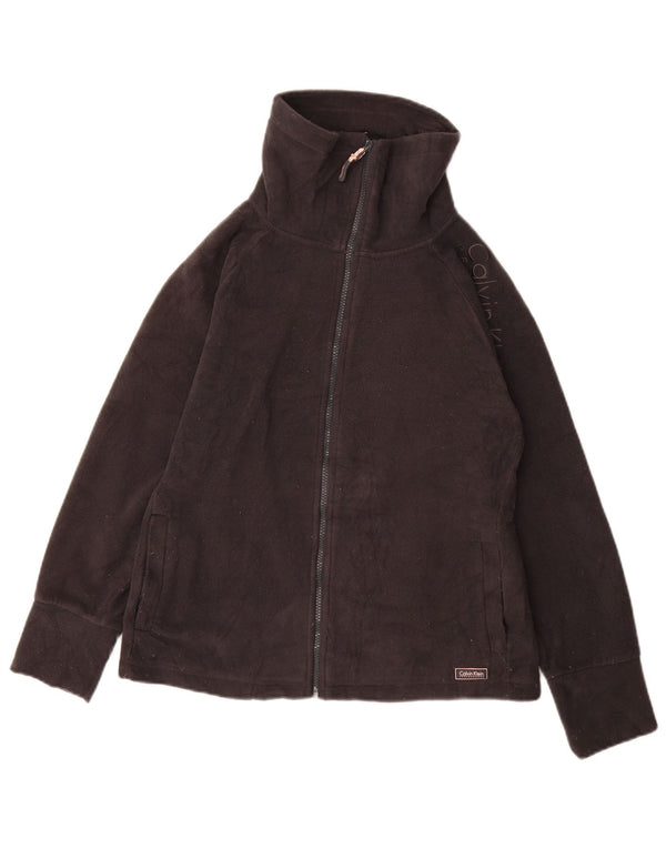 CALVIN KLEIN JEANS Womens Graphic Fleece Jacket UK 12 Medium Grey