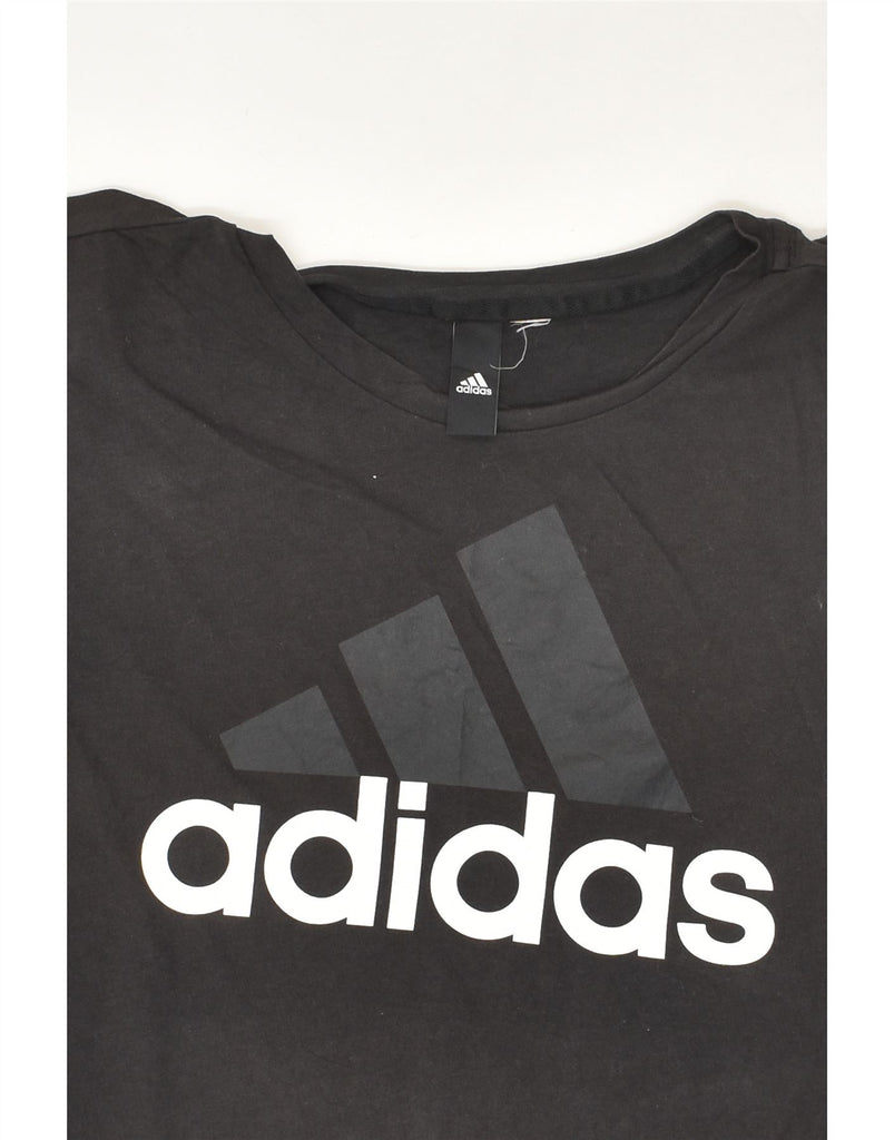 ADIDAS Womens Graphic T-Shirt Top UK 12 Medium Black | Vintage Adidas | Thrift | Second-Hand Adidas | Used Clothing | Messina Hembry 